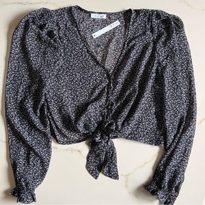 Sheer Black Floral Crop